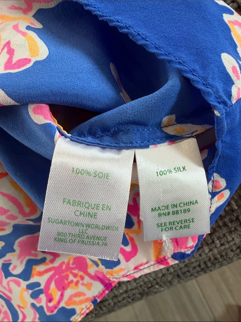 Lily Pulitzer 100% Silk Blue Floral Off-Shoulder Women’s Dress Sz S Bell Sleeve - Picture 8 of 12